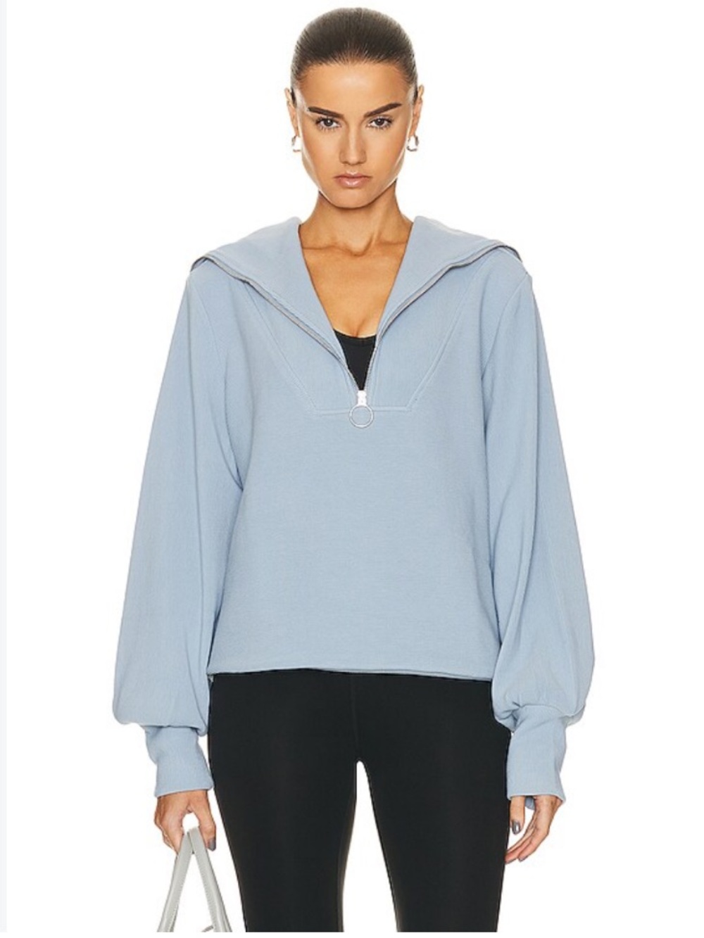Varley Sweatshirt Vine Half-Zip Ribbed in Dusty Blue